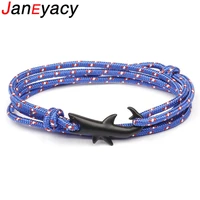 fashion multilayer sports camping mens survival rope chain bracelet womens pulseras high quality black shark style bracelet