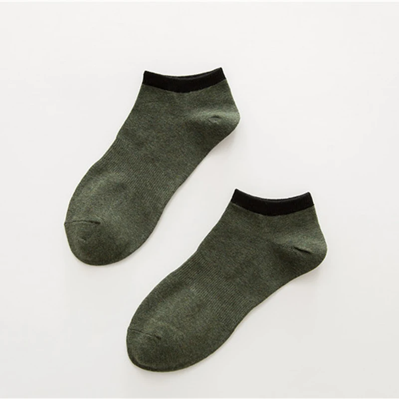 favorable comfortable men invisible socks cotton solid color green black beige warm sokken boy short knitted w-12 | Мужская одежда