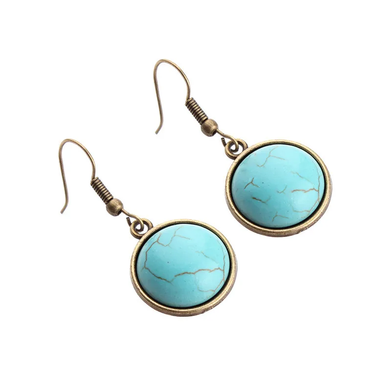 Женские винтажные серьги-подвески тибетского цвета круглые серьги из