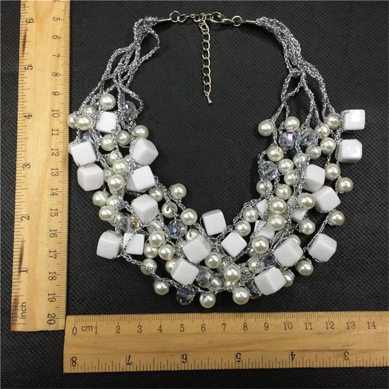 Fashion Chokers Necklaces For Women Geometric Acrylic Pearl Necklace Party Jewelry Yaoxi YX90307 | Украшения и аксессуары