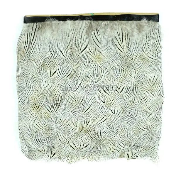 Серебряное перо фазана бахрома естественного цвета 10 метров отделка перьев