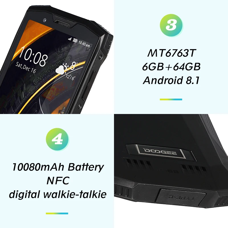 Иди и болтай Walkie Talkie “иди IP68 DOOGEE S80 Водонепроницаемый 10080 мА/ч глобальной Dual Core 4G