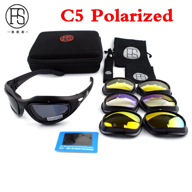 C5 Polarized Армейские очки, солнцезащитные очки, мужские военные солнцезащитные очки, мужские очки с 4 линзами, мужские тактические очки X7, очки для спорта на открытом воздухе, очки для стрельбы - Цвет: C5 Polarized