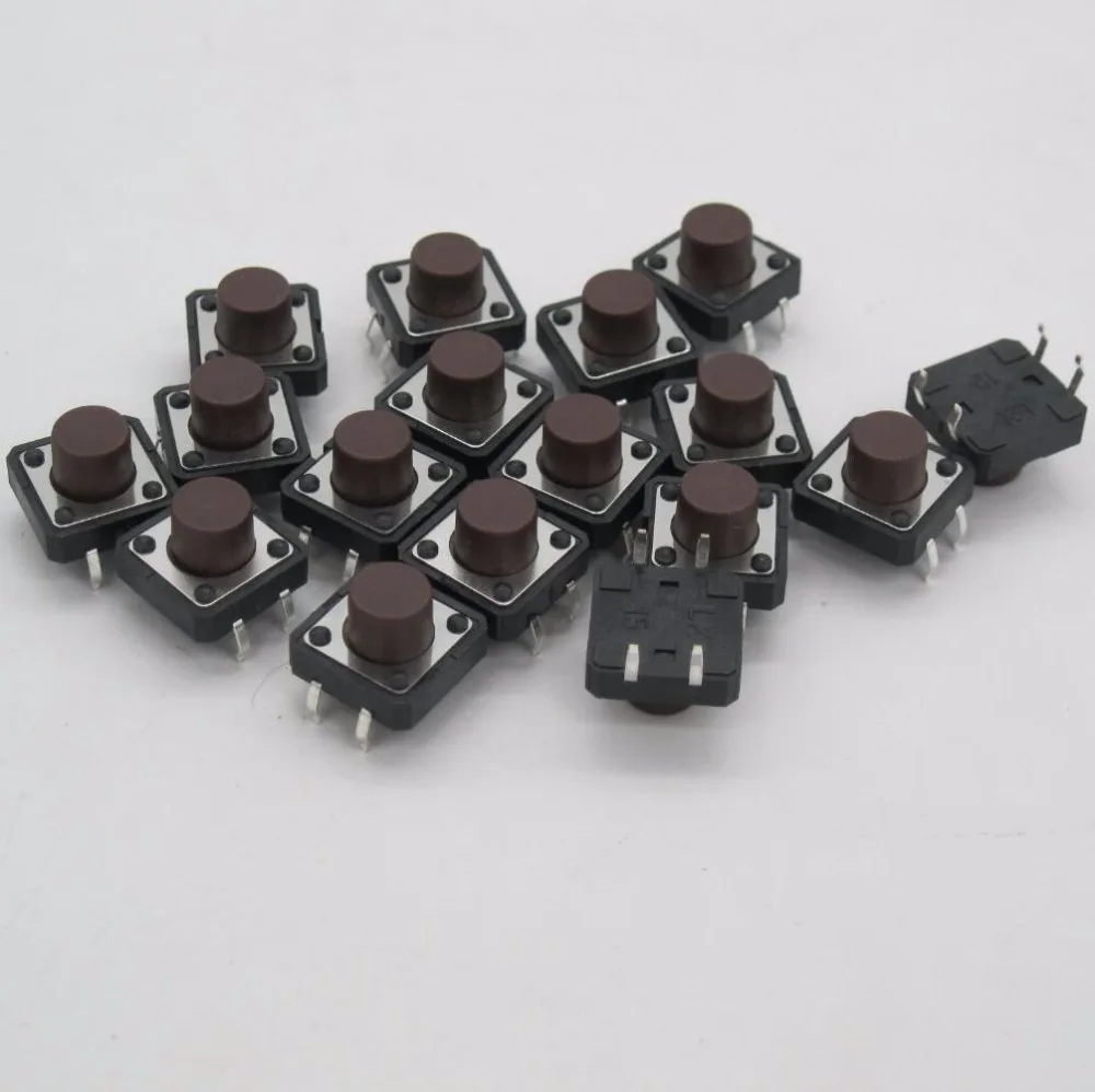80 шт. 12x12mmx7mm печатной платы Мгновенный Тактильные Такт кнопочный переключатель 4 Булавки DIP 12*12*7 мм