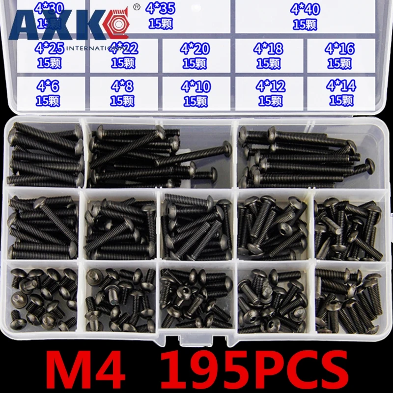 AXK 240 шт. 10,9 высокопрочный полукруглый головной разъем крышка набор шестигранный болт M3M4M5M6