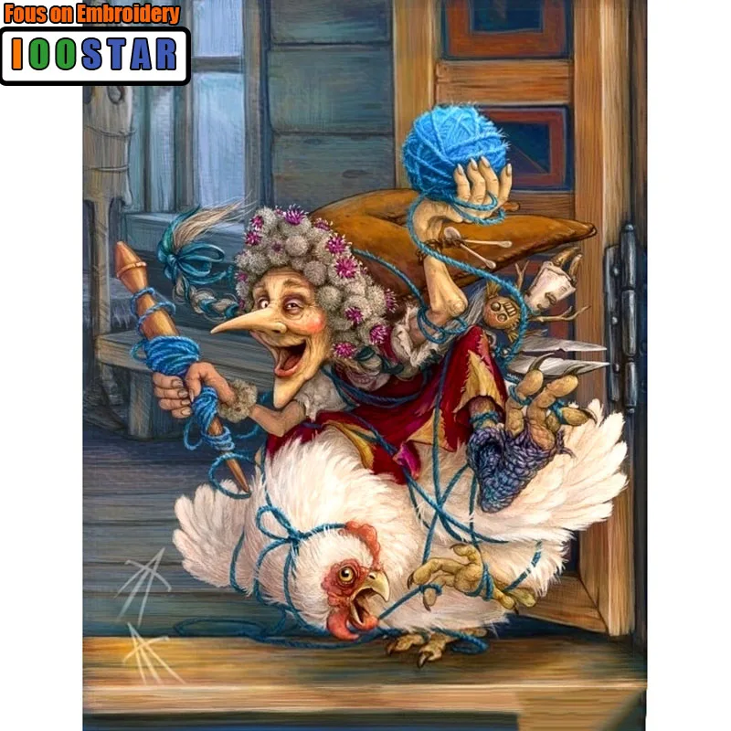 Алмазная 5D Вышивка Ведьма и петух картина с полными квадратными/круглыми