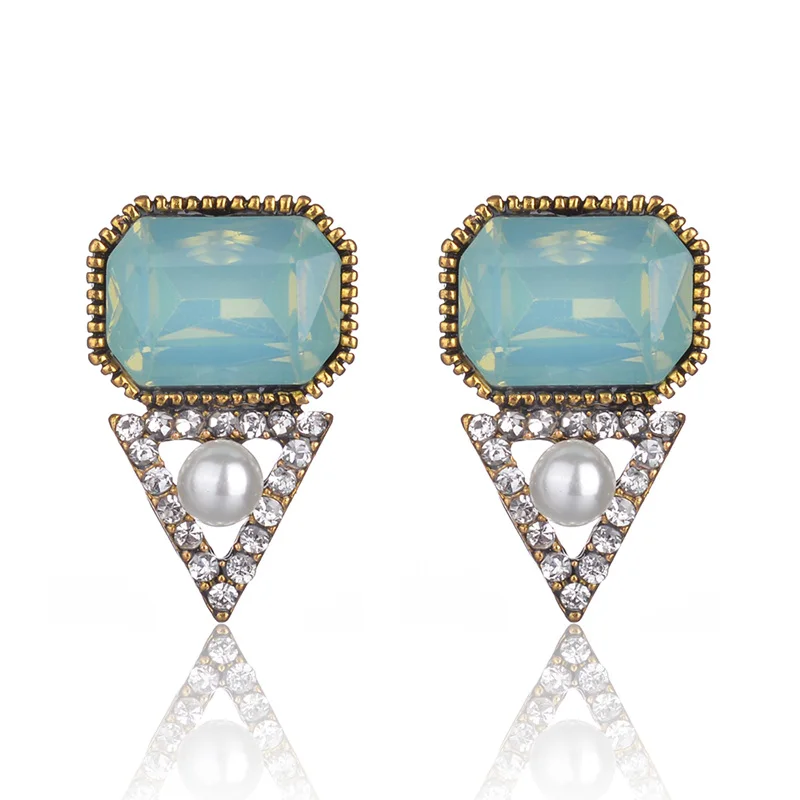 opal blue Модные с дизайном в форме крыльев Ангела красочные опал камень для женщин пирсинг серьги Стразы инкрустированные кристаллами серьги-гвоздики в рождественской тематике подарок - Окраска металла: opal blue