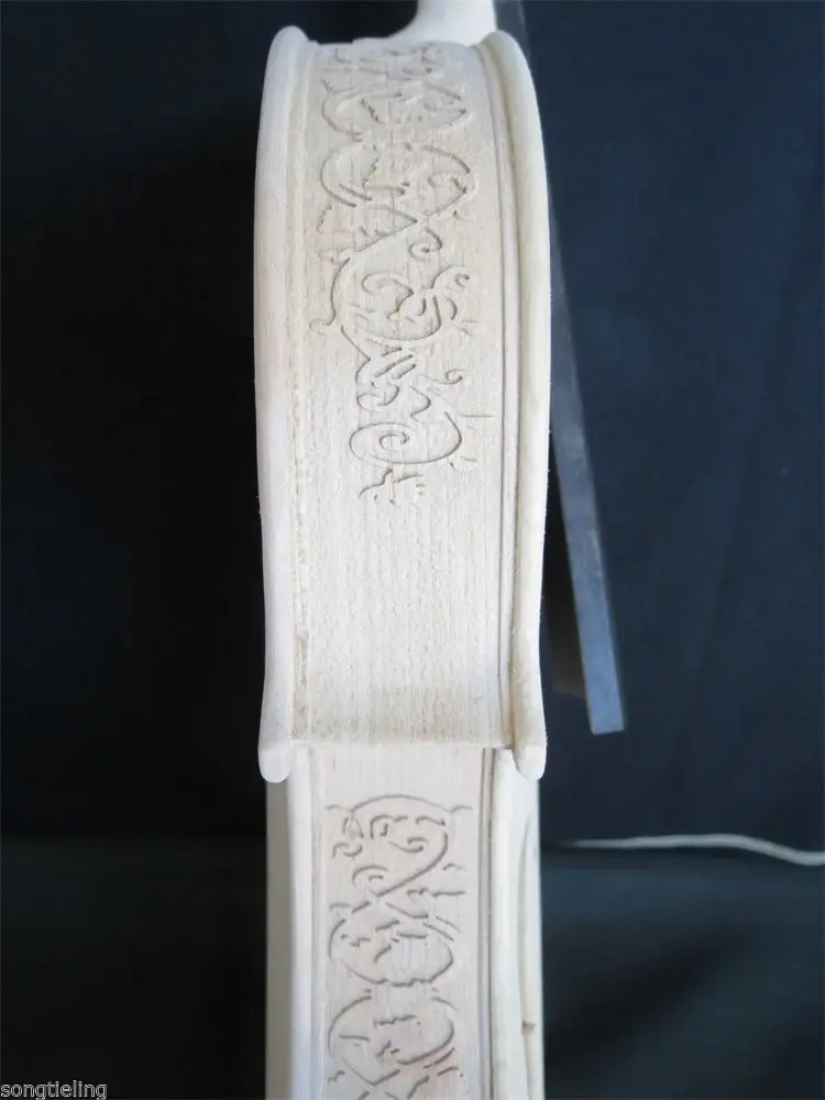 Фото Незаконченная скрипка в стиле Strad 4/4, инкрустированная верхняя часть и спина, резная ребра и шея. # 10537 №4
