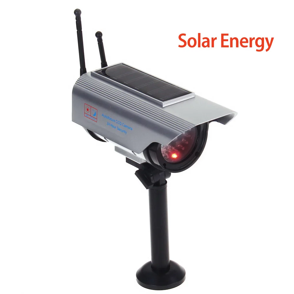 Крытый Открытый солнечной энергии Поддельные Камера пустышки Пуля CCTV красный