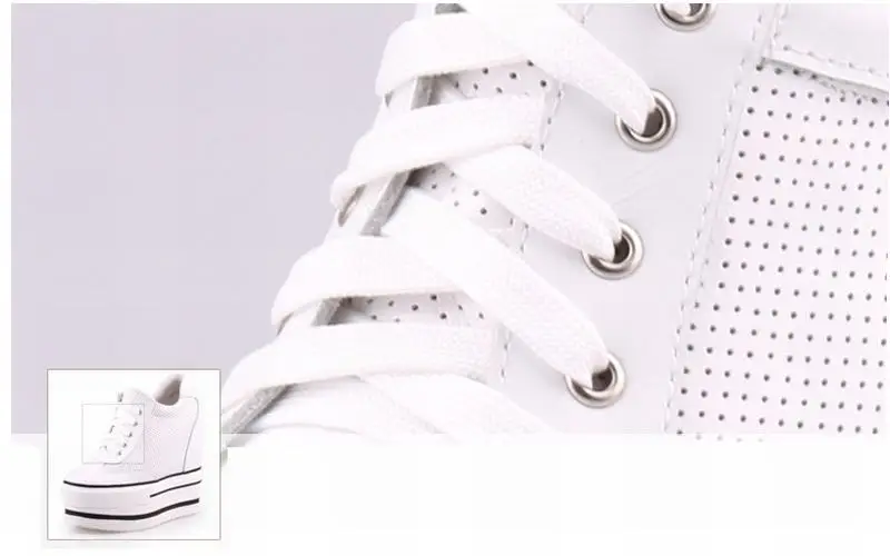 Женские туфли из овечьей кожи пикантные супер удобные на танкетке со шнуровкой