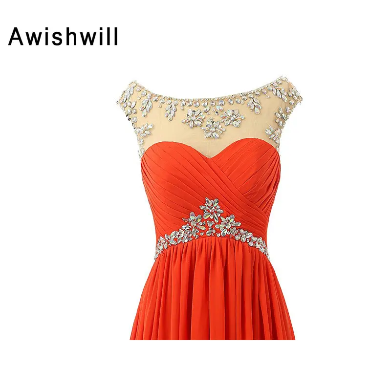 Дешевые вечерние платья с глубоким вырезом бисером шифон длина до пола