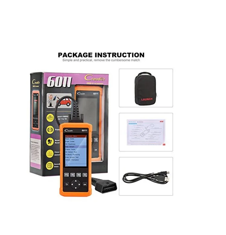 100% Оригинальный Launch CReader 6011 OBD2/диагностический сканер EOBD с ABS и SRS системой