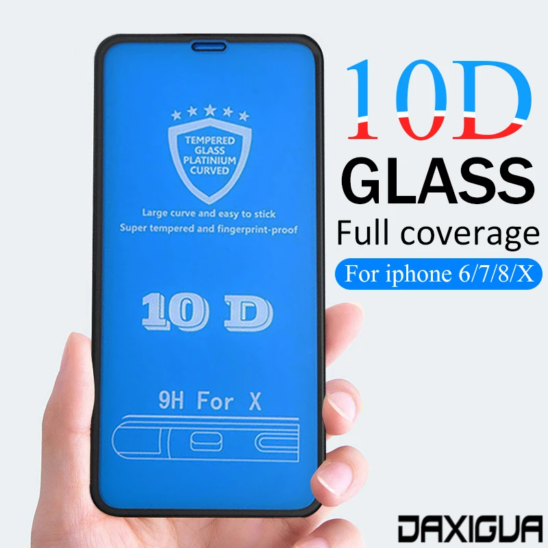 Защитное стекло закаленное 10D для iPhone X/7/8/6/6s/6/6s/7/8 Plus/XR/XS Max|Защитные стёкла и плёнки
