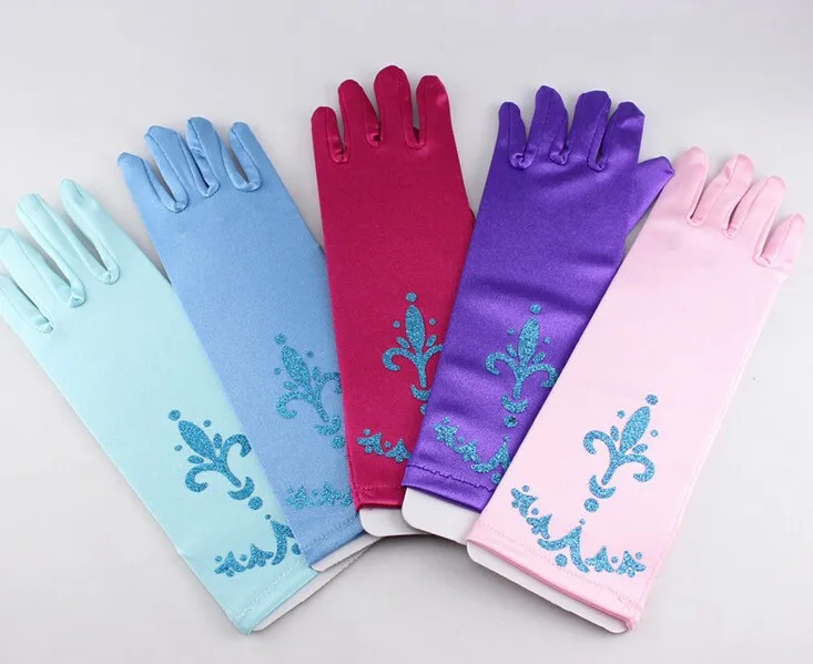 Маскарадные перчатки Эльзы и Анны детские с мультяшным принтом для девочек