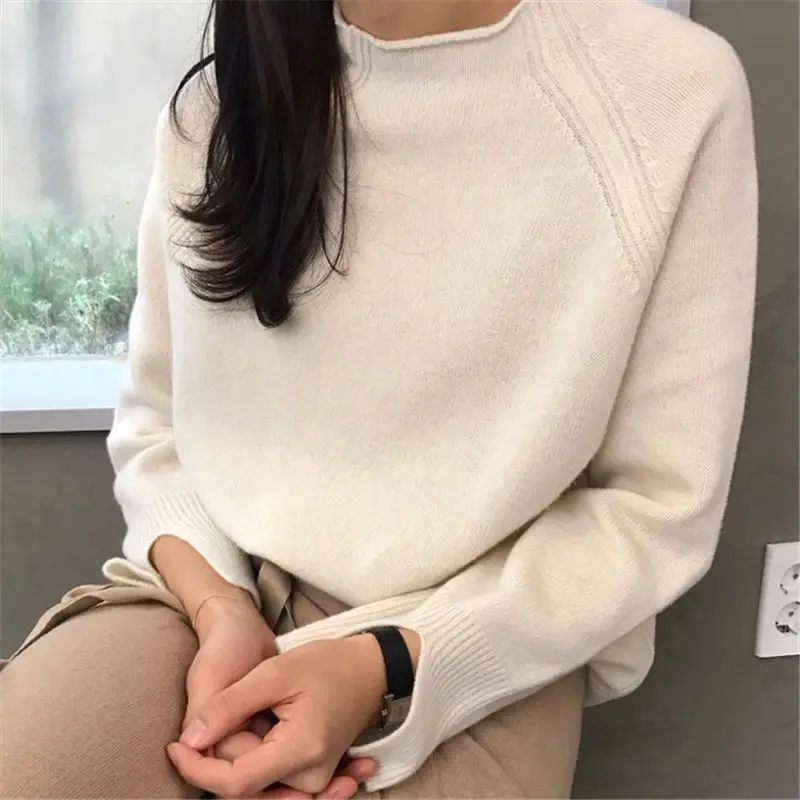 Hzirip Korean Knitted Sweater 2019 Autumn Winter Wild Pullover Girls Tops Fashion Split Warm Slim Solid Casual Clothing | Женская одежда