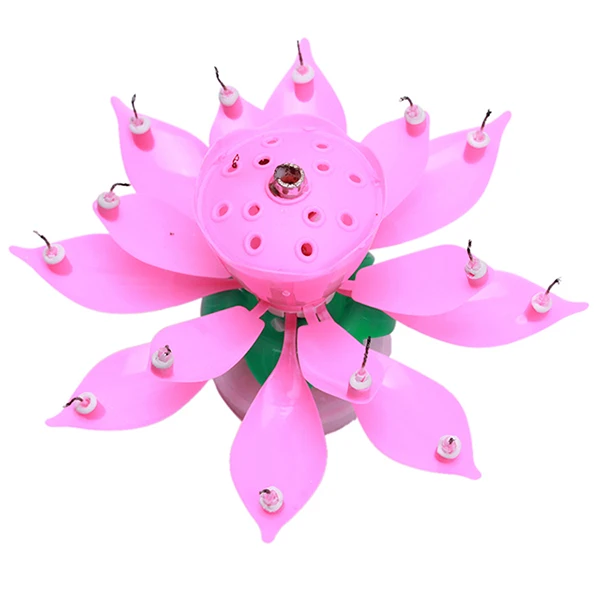 Электронный музыкальный светильник в форме свечи Lotus Flower вращающийся для подарка