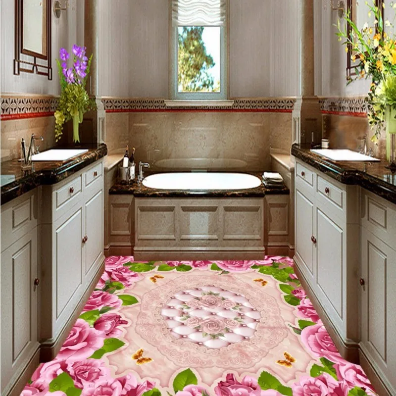 Бесплатная доставка 3D Стерео Пользовательские Розовые розы мраморный стиль