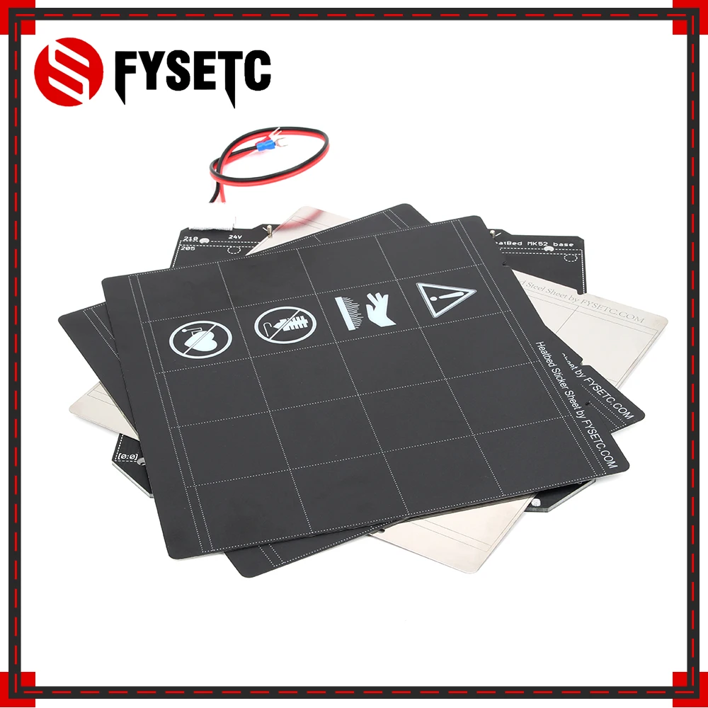 

Clone Prusa i3 MK3 Magnetic Heated Bed MK52 Wiring Thermistor Kit With Magnet + Steel Sheet +2pcs Black Sticker For Prusa i3 MK3