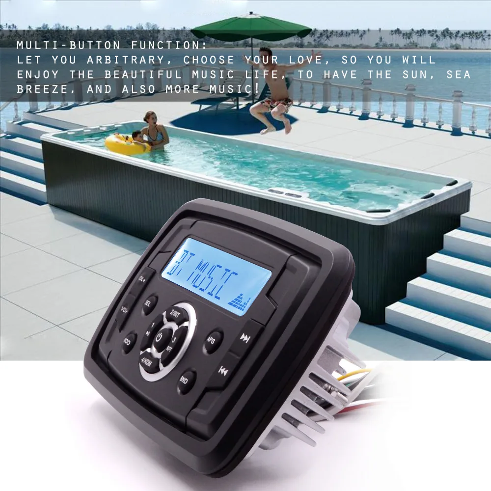 Морской Водонепроницаемый Bluetooth стерео аудио радио FM AM MP3+ морской катер 6," 4 Ом Водонепроницаемый колонки+ антенна