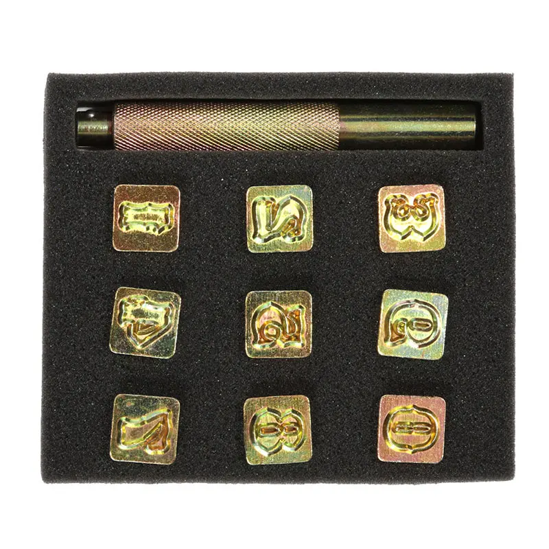 9pcs Number 26 шт. Алфавит кожа тиснение Печатный Штамп Инструменты 26 Английских Букв металлический штамп набор кожаных инструментов кожевенное ремесло - Цвет: 9pcs Number