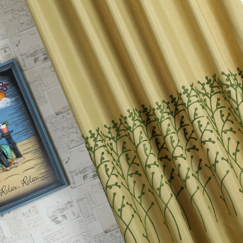 

MYRU Cotton and Linen Embroidered Plant Design Curtain for Bedroom