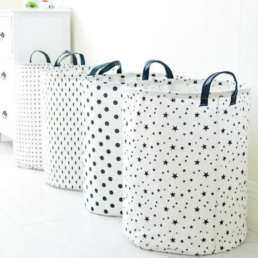 Корзина для белья в крупный горошек с пятиконечными звездами корзина хранения