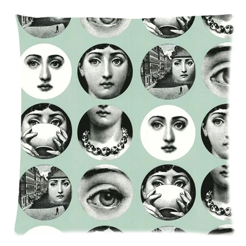 Rosenthal Piero fornasetti работы Печать Декоративные диванные подушки Чехол изготовленный на заказ квадратный лен, Ретро стиль, хлопковая Наволочка на подушку, диван-кровать для дома украшения - Цвет: 1