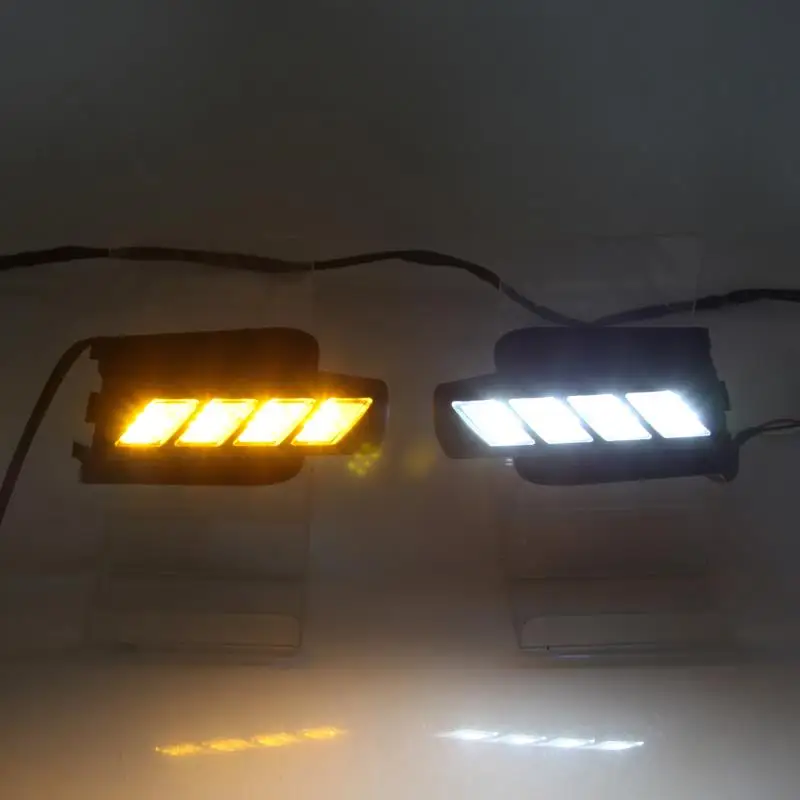Дневные ходовые огни Qirun для Toyota Prado 120 Land cruiser LC120 FJ120 2003-2009 с желтым сигналом