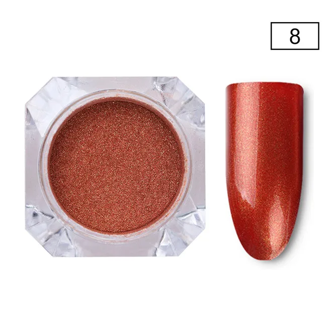 1g Rose Gold Powder Голографический блестящий для ногтей порошок Лазерная зеркальная пудра для ногтей хром пигмент пыль Золото Серебро маникюр Дизайн ногтей украшения - Цвет: 1g Rose Gold Powder