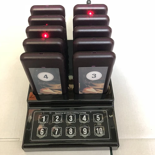 

SHIHUI 10 Pagers 1 Keypad Transmitter Pager Restaurant Wireless Calling System 10 Channel Guest Queuing Paging System