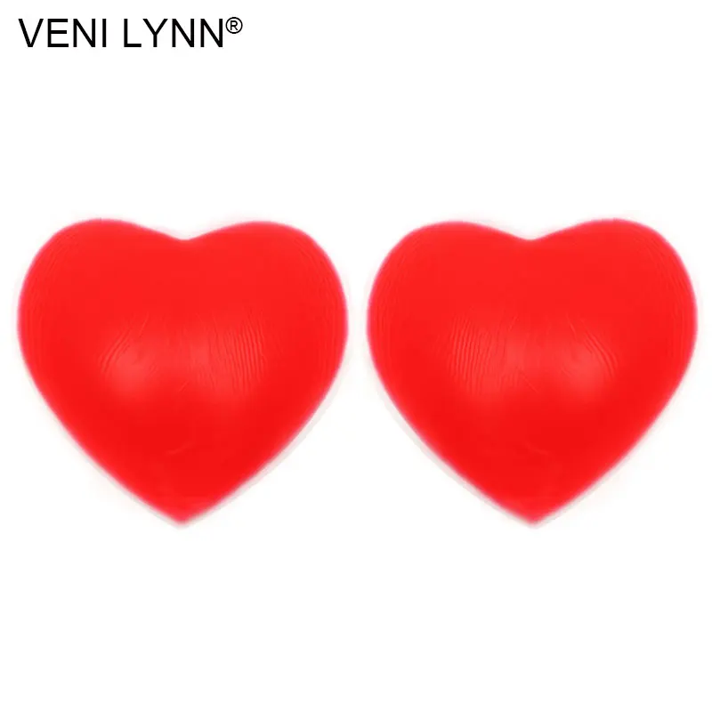 Red Heart VENI LYNN многоразовые красные силиконовые наклейки, накладки на соски с лепестками, подушечки в форме сердца с блестящей пудрой - Цвет: Red Heart