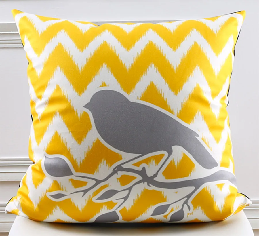 Бесплатная доставка! Желто серая квадратная подушка с геометрическим