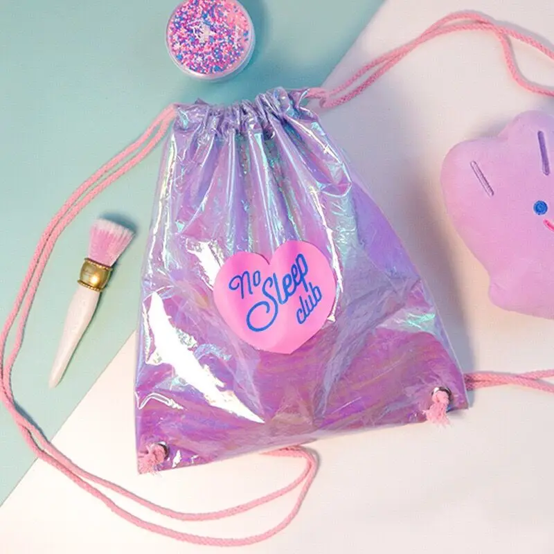 Bentoy Laser Girls Backpack Hologram Milkjoy Fashion Bundle pocket Korea New String Backpacks Beauty Travel Shining Student Bag | Багаж и