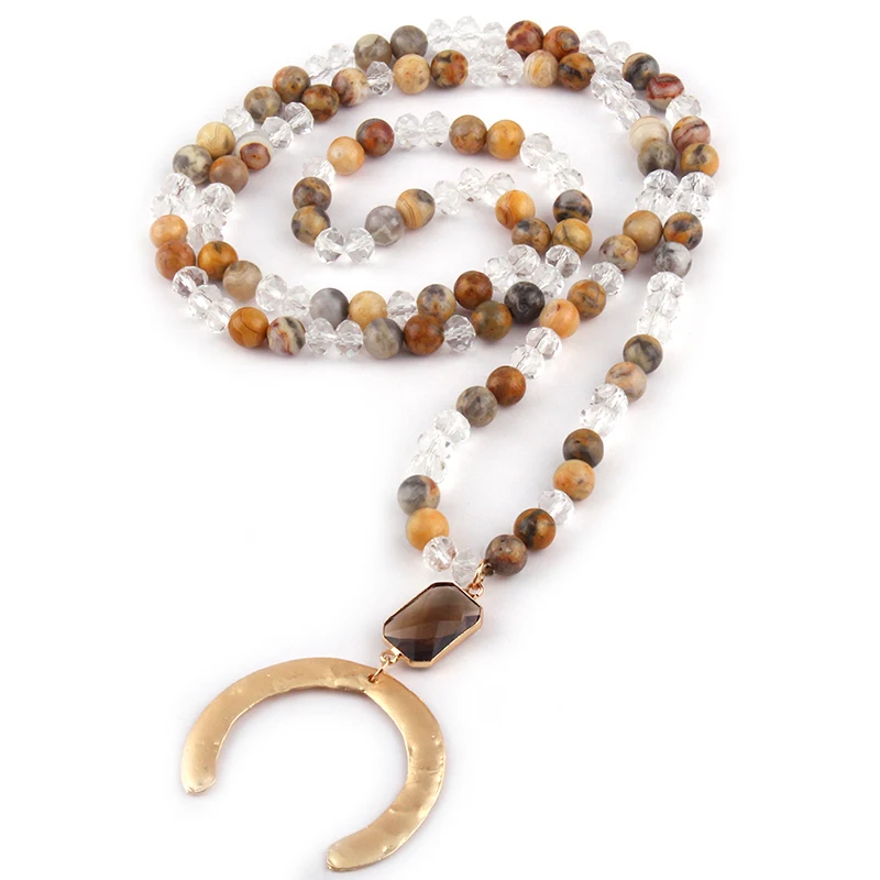 Модное ожерелье с подвеской в виде Луны из белого стекла Crazylace Agat|moon pendant necklace|fashion