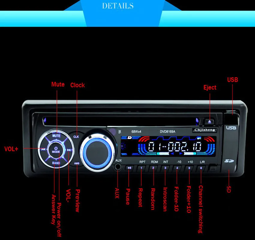 12 В автомобильное радио Стерео FM MP3 аудио плеер USB SD порт In Dash один DIN размер DVD CD
