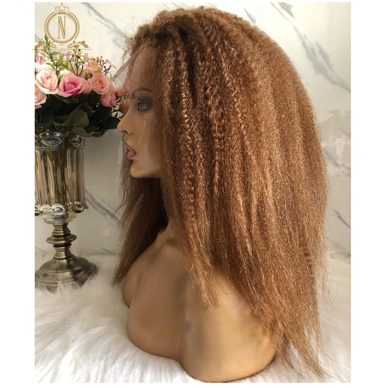 Кудрявые прямые коричневые Цветной 360 Синтетические волосы на кружеве al парик 13x6