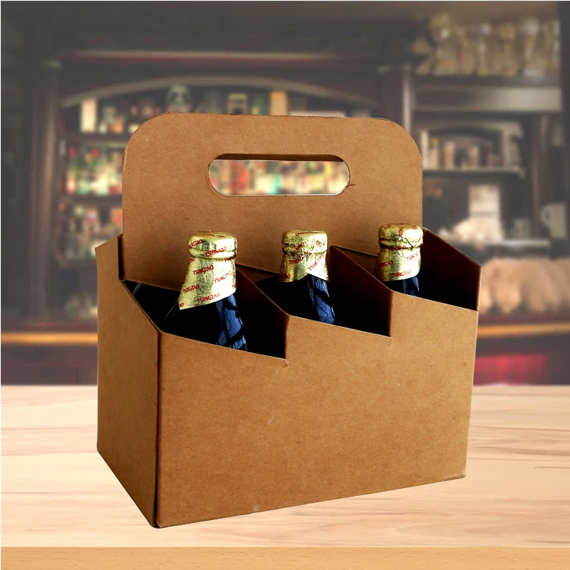 

1Pcs Beer Packing Bag Beer Bottle Carrier To Hold Cans Or Bottles Cardboard Bag Wedding Party Bar Supplies