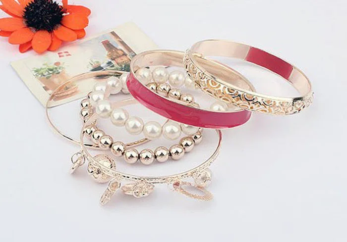 6 Pcs/Set Korean Fashion New Style Girls Multilayer Exquisite Coin Tassels Pearl Hollow Bracelet Elegant Bracelets Sets Gifts | Украшения и