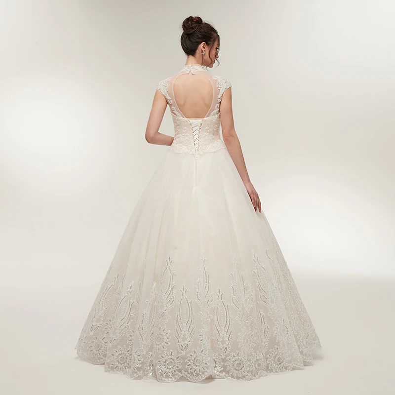 Forevergracedress Cap Sleeves Wedding Dresses 2019 A Line Lace Up Back Formal Bride Bridal Gowns Plus Size Custom Made | Свадьбы и