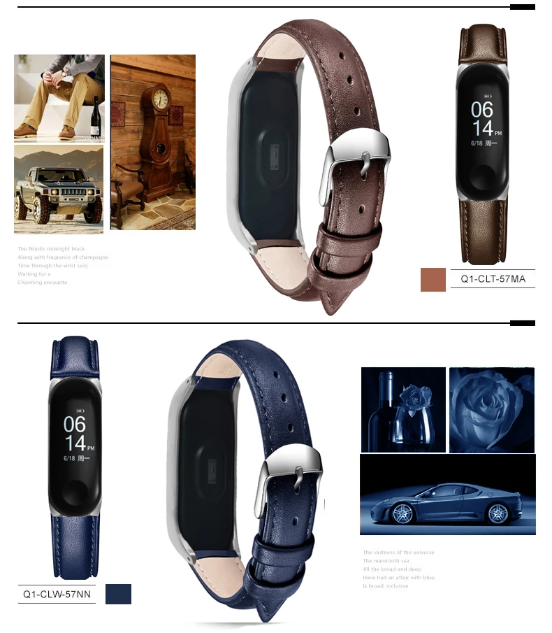 Цветной кожаный ремешок для xiaomi mi band 4 ремешок для часов Ремешок для xiaomi mi Band 4/3 аксессуары браслет mi band 3 ремешок