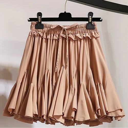 Pink HXJJP, белые, черные шифоновые летние шорты, юбка для женщин,, модная Корейская юбка-пачка с высокой талией, плиссированная, Мини, солнцезащитная, школьная юбка для женщин - Цвет: Pink