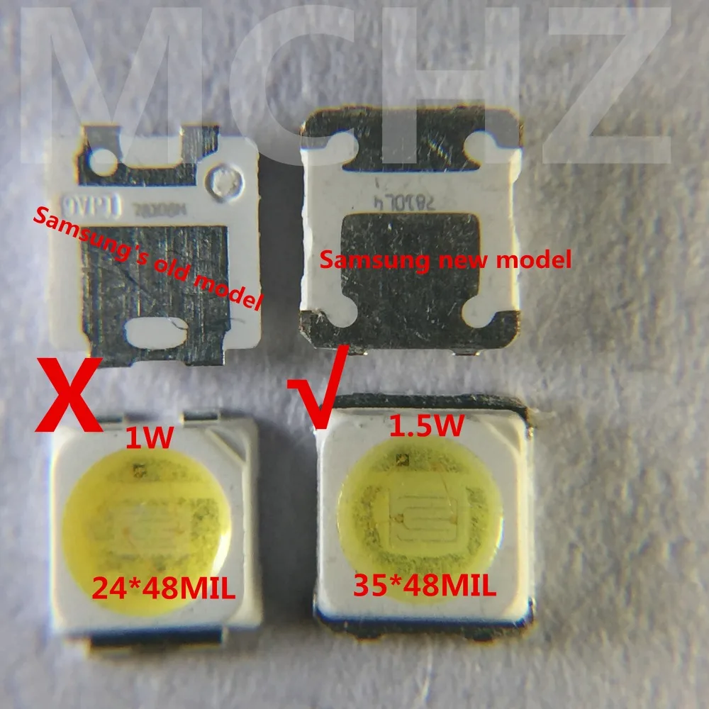 1000 шт. Samsung 3228 2828 LED SMD TV подсветка 3 в 1 5 Вт мА светодиодные бусины холодный белый