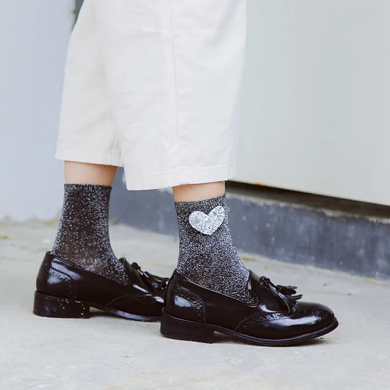 Носки женские Осенние со стразами и сердечком|socks women|heart sockssocks teen |