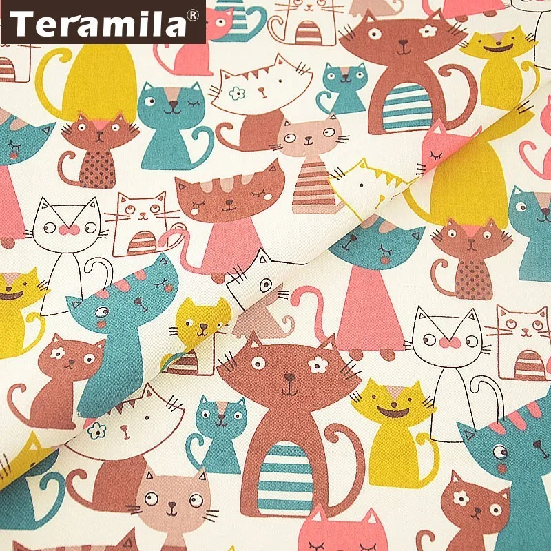 Teramila 100% хлопок саржевая Ткань Белый тела швейный материал Patchwrok DIY мультфильм