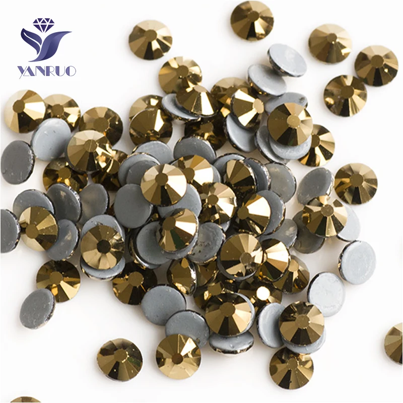 YANRUO 2058HF SS6-SS30 Aurum с плоской задней частью из горного хрусаля самодельное Стразы