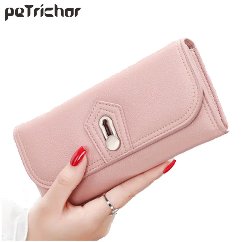 2019 новый дизайн женский клатч кошелек однотонный с застежкой
