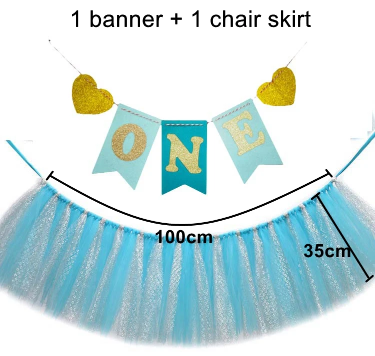 1 комплект синий розовый один баннер и фатиновая юбка для стула маленьких