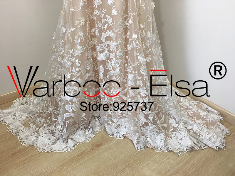 VARBOO_ELSA/роскошное кружевное свадебное платье с рукавами летучая мышь украшенное