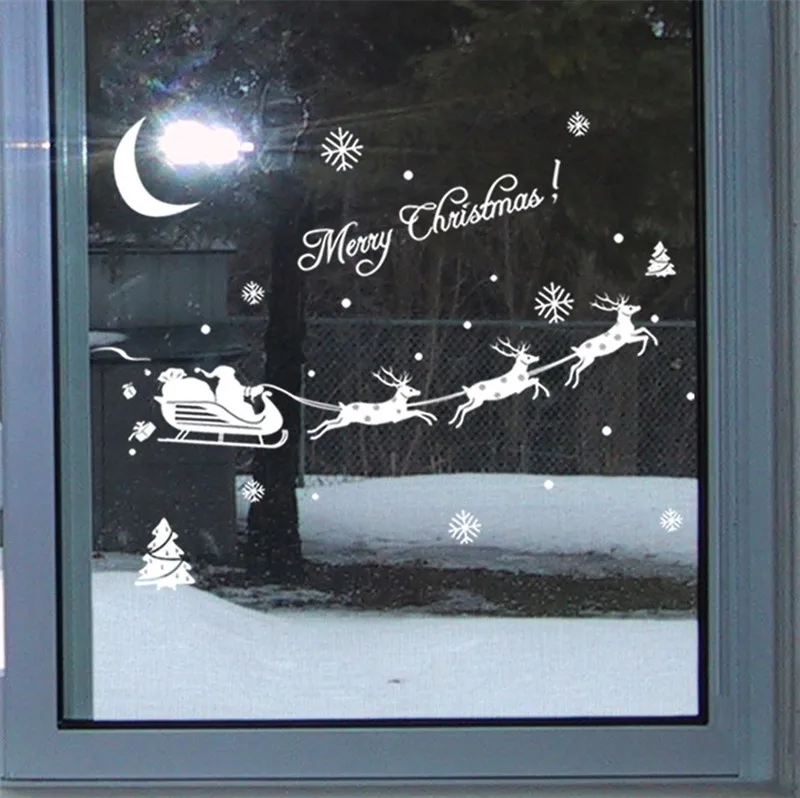 Наклейки на окна с надписью &quotMerry Christmas&quot &quotСанта Клаус&quot настенный стикер