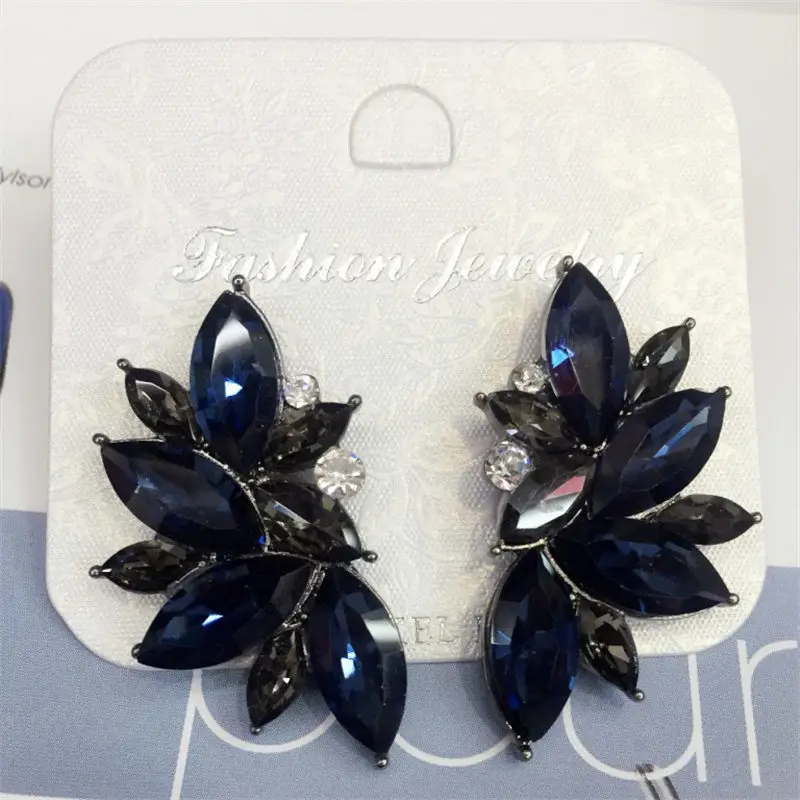 royal blue LUBOV 32 вида геометрические Кристальные серьги для пирсинга с голубым камнем золотые, серебряные, металлические висячие серьги трендовые женские вечерние ювелирные изделия - Окраска металла: royal blue